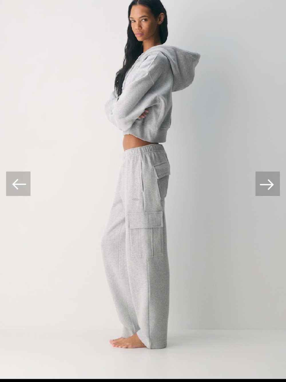 Aritzia Cozy Fleece Mega Cargo Sweatpants in Heather Chrome M Short *New